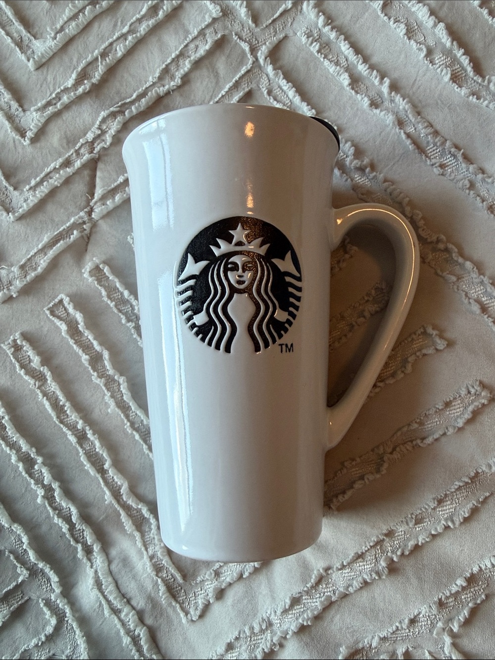 Starbucks White Ceramic Mug with Black Siren Logo